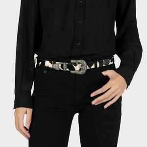 Straight To Hell *cp*  Freddie Cow Print Leather Belt Size 3XL